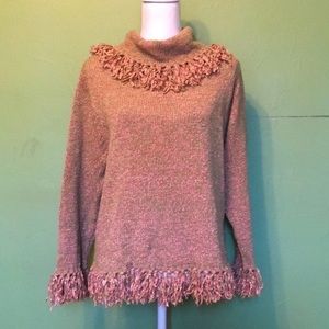 FIA ITALIA hand loomed pink & green cowl neck sweater